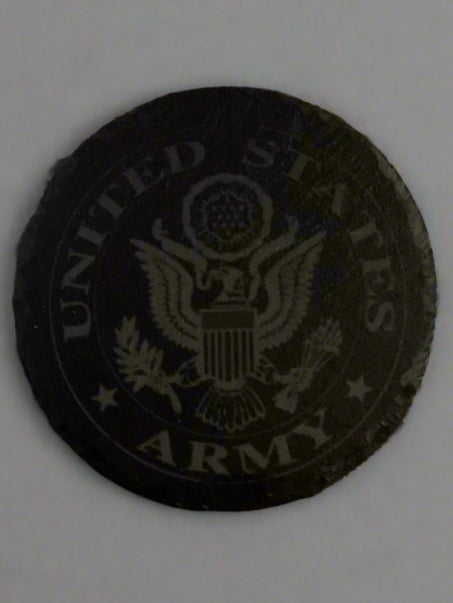 Army round slate coaster
